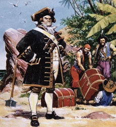 Chef pirate enterrant un trésor