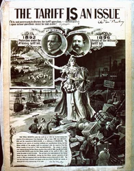 Affiche politique prônant le code fiscal de McKinley sur celui de Wilson