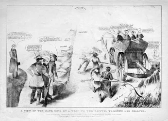 Vue du courrier de la banque en route vers le Capitole pour renouveler sa charte, 1834