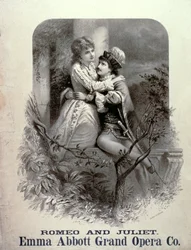 Publicité pour Roméo et Juliette, avec Emma Abbott, Grand Opera Company