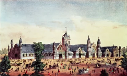 Agricultural Hall, Grand United States Centennial Exhibition, Fairmount Park, Philadelphie, publié par Currier et Ives, 1876