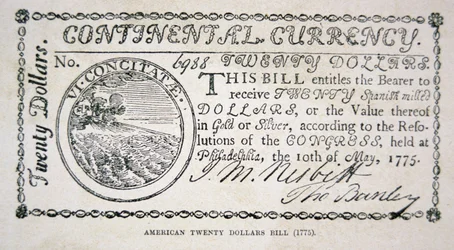 Billet américain de vingt dollars de 1775