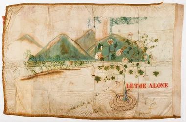Vue arrière des couleurs de la compagnie des Cherokee Brown Riflemen, Géorgie