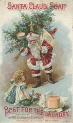 Le meilleur pour la lessive, publicité pour le savon Santa Claus de Fairbanks, c.1880