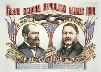 Affiche de campagne pour le candidat présidentiel James A. Garfield (1831-81) et son colistier, Chester A. Arthur (1829-86) 1880