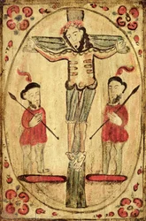 Christ en croix et deux figures