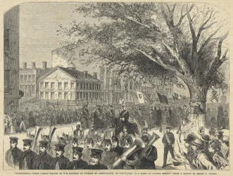 Connecticut - Première Parade Publique des Chevaliers de Pythias du Connecticut, à New Haven. La Scène sur Chapel Street, de Harper