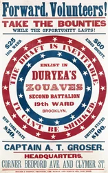 Enrôlez-vous dans les Zouaves de Duryea, Deuxième Bataillon, 19e Arrondissement, Brooklyn, c.1861