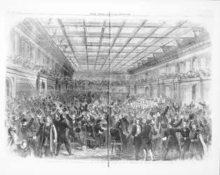 Scène excitante à la Chambre des représentants, 31 janvier 1865, à l