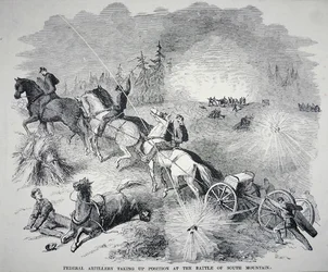 Artillerie fédérale prenant position à la bataille de South Mountain, septembre 1862 (gravure)