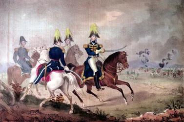 Le général William Henry Harrison (1773-1841) et son état-major à la bataille de la Tamise en 1813