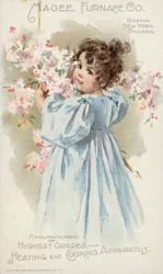 Fille en robe bleue