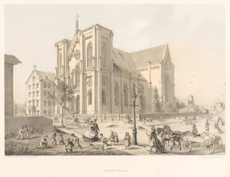 Église jésuite, Église de la Sainte Famille, Chicago 1866 (lithographie)