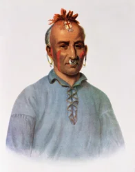 Kish-Kal-Wa, un Chef Shawnee, illustration de 