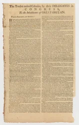 Lettre des Douze Colonies Unies aux habitants de Grande-Bretagne