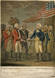 Lord Cornwallis remettant son épée au général Washington à York Town