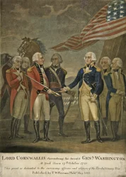 Lord Cornwallis remettant son épée au général Washington à Yorktown