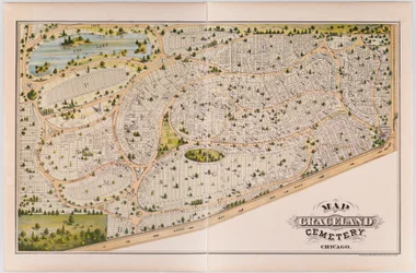 Carte du cimetière de Graceland, vers 1875