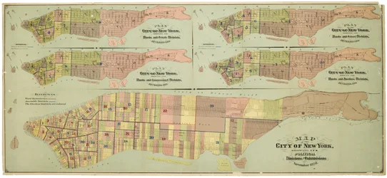Carte de la ville de New York, montrant ses divisions politiques et subdivisions