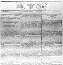 En-tête de The Bee, imprimé le 23 août 1797