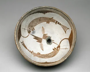Bol Mogollon avec deux poissons crochus, style II