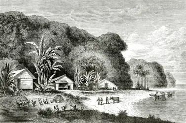 Embouchure de la rivière Saigon, illustration de Une visite à Saigon par Walter Rose, publié dans Appletons Journal, 4 mai 1872