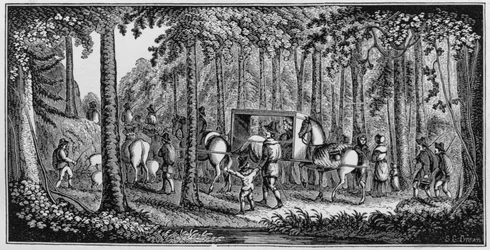 M. Hooker et sa congrégation traversant la forêt