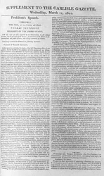 Discours inaugural du président Jefferson, supplément à la Carlisle Gazette, 11 mars 1801