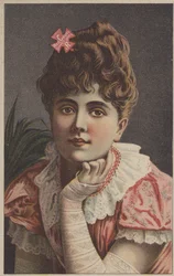 Jolie fille faisant de la publicité pour les poêles et cuisinières de la Croix-Rouge (chromolitho)