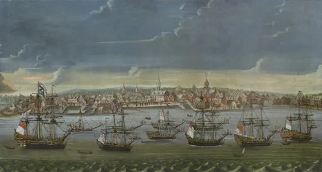 Vue du sud-est de la ville de New York, c.1756-7