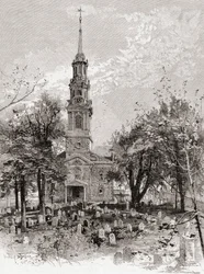 Église Saint-Paul, New York, au 19e siècle, des Century Illustrated Monthly Magazine, publié en 1884