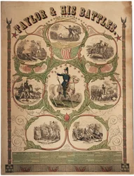 Taylor et ses batailles, imprimé par Rufus Blanchard de Cincinnati et publié par Ensign & Thayer, New York, 1847