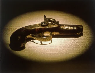 Le Deringer calibre .44 utilisé pour assassiner Abraham Lincoln (1809-65) par John Wilkes Booth (1838-65) le 14 avril 1865