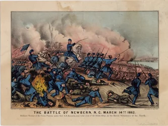 La bataille de Newbern, N.C., 14 mars 1862, pub. par Currier & Ives, vers 1862