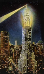 Le Chrysler Building de nuit, NYC, vers 1929 (carte postale)
