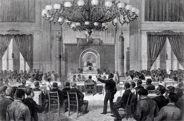 La Convention nationale des personnes de couleur en session, Nashville, Tennessee, du 5 au 7 avril 1876, tiré de «Frank Leslie