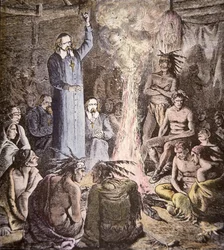 Le missionnaire jésuite français Brebeuf parmi les Algonquins