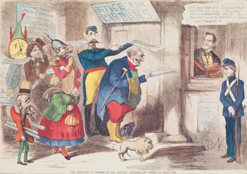 Les ennemis repentants (?) de la République demandant pardon à Oncle Sam, 1869
