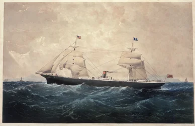 Le vapeur Manhattan (huile sur toile)