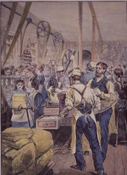 Industrie textile américaine, usine textile dans le Nord, vers 1870