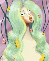 Cheveux verts éthérés