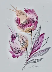 Abstrait : Motifs botaniques roses
