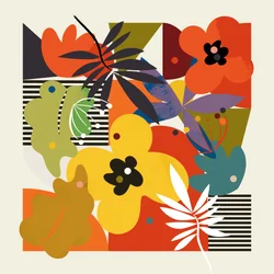 Cercles et fleurs minimalistes