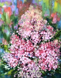 Fleurs roses aux allures picturales