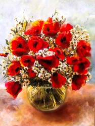 Nature morte aux coquelicots éclatants
