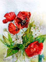 Bouquet de coquelicots rouge vif