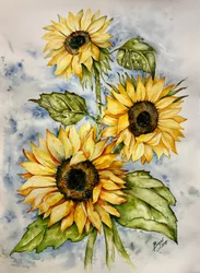 Des tournesols aux couleurs vives peints à l