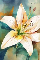 Aquarelle : Lys blanc