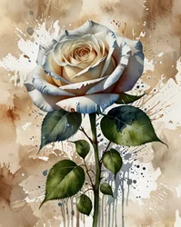 Rose aquarelle blanche