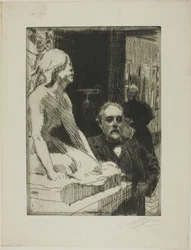 Pontus Fürstenberg et sa femme (debout près de la "Grenouille" de Hasselberg)